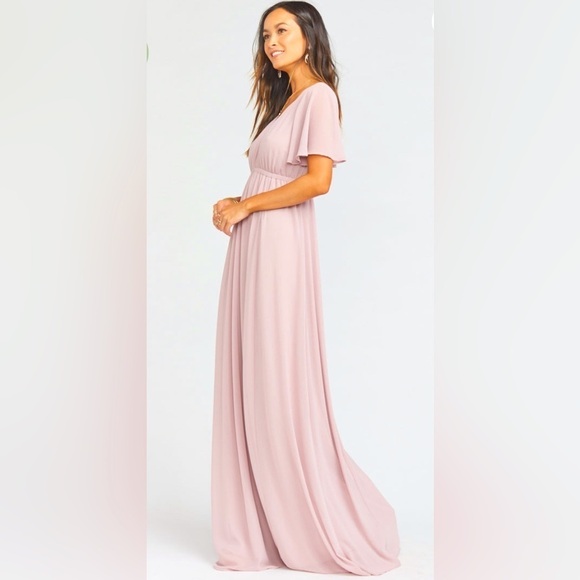 Show Me Your Mumu Emily Empire Maxi Dress ~ Neutral Mauve Chiffon - Picture 2 of 7
